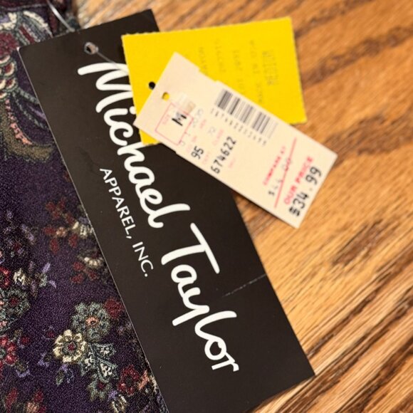 NWT Michael Taylor Plum Paisley Pleated Skirt - Size M - Picture 4 of 4